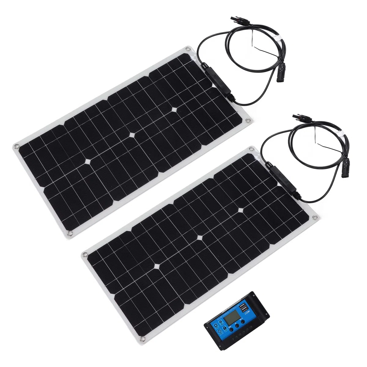 Fdit Zestaw ładowania Solarnego 50W, Panel Monokrystaliczny z Kontrolerem