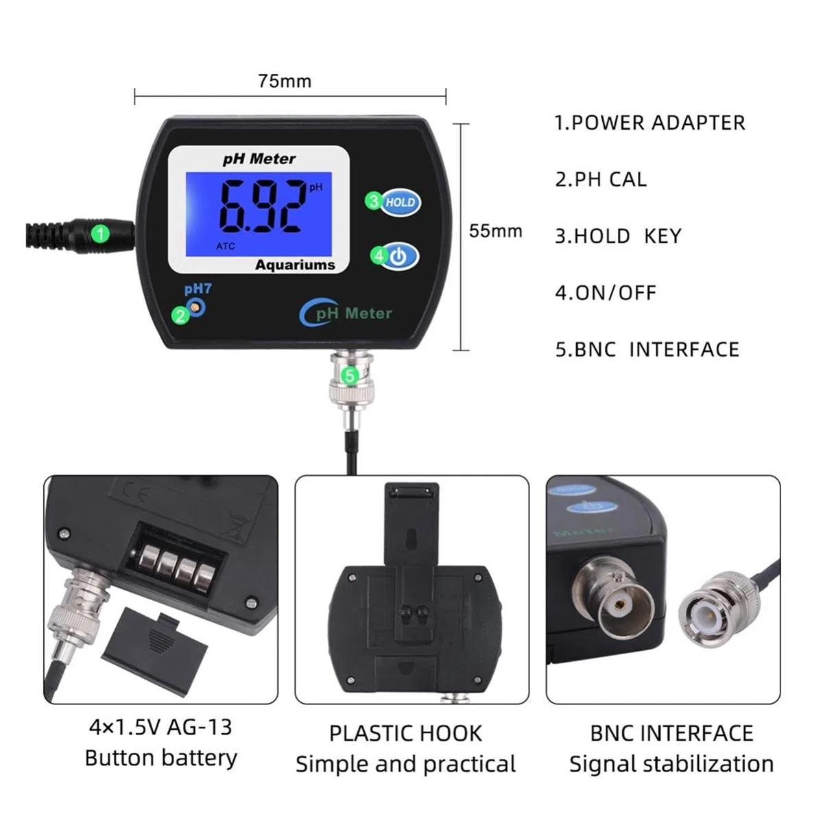 Przenośny miernik PH Tester dokładny długopis cyfrowy PH-990 kieszonkowy akwarium wino mocz LCD Test z dużym ekranem Wysoka Czułość(UK Version)