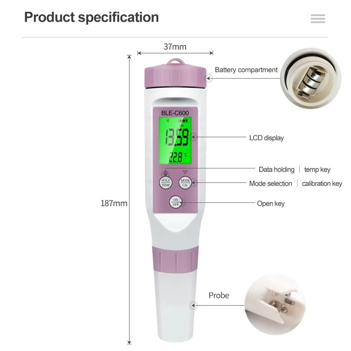 7 w 1 miernik pH PH/EC/TDS/ORP/SALT/SG/TEMP Monitor online APP Inteligentny tester wody pitnej do akwarium, Monitor Technologiczny