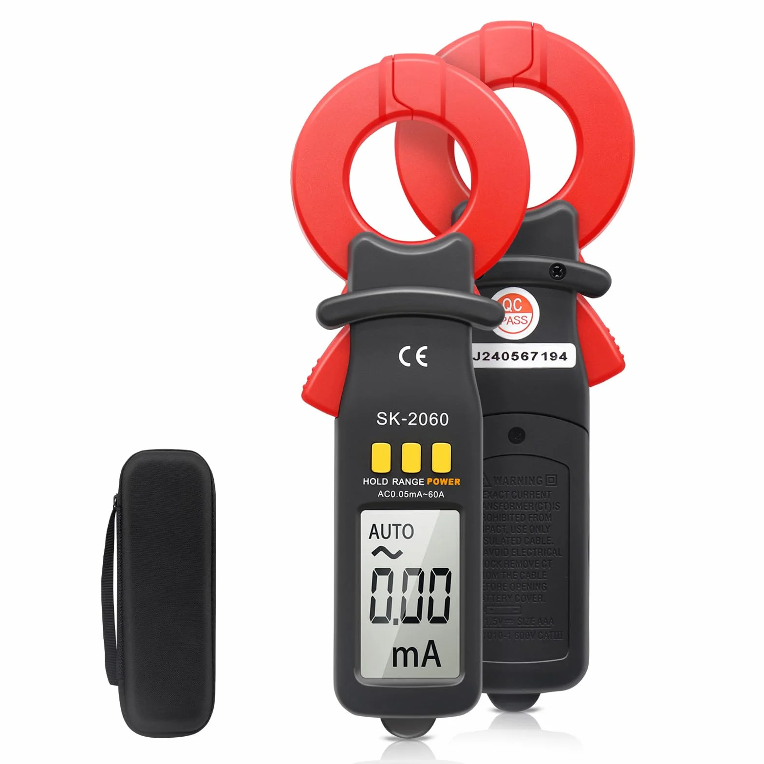 Cocoarm Cyfrowy Miernik Cęgowy 60A, Tester Prądu Upływowego AC DC z