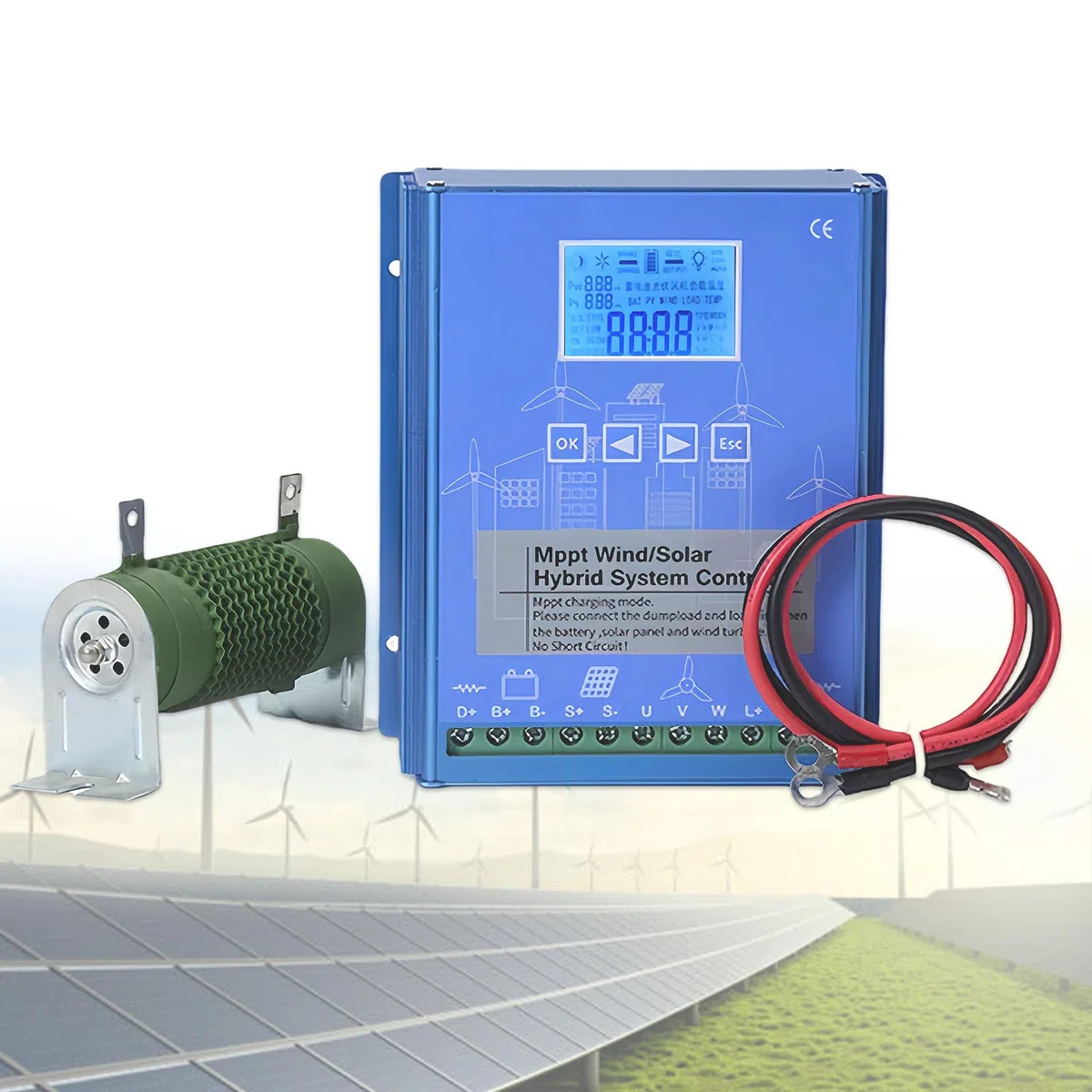 Siatka Z Odciążnikiem, Hybrydowy Sterownik Wiatrowo Słoneczny, Automatyczny, Akumulator 12 V/24 V/48 V, Ładowanie Mppt, Ładowanie Buforowe, Maks. 13000 W 12V-13000W