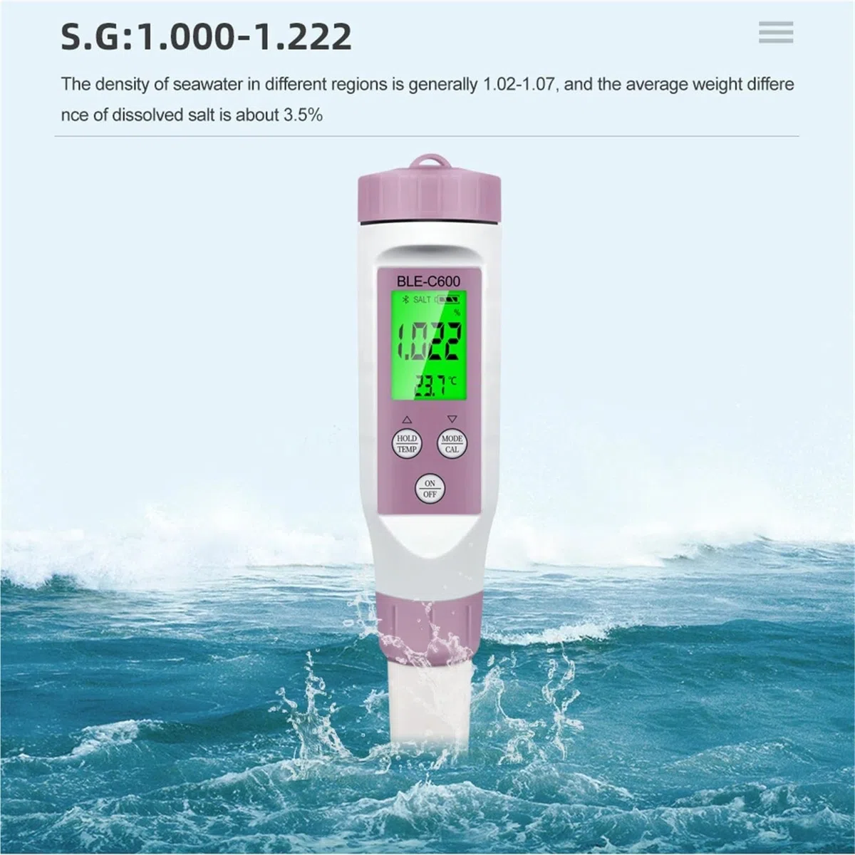 7 w 1 miernik pH PH/EC/TDS/ORP/SALT/SG/TEMP Monitor online APP Inteligentny tester wody pitnej do akwarium, Monitor Technologiczny