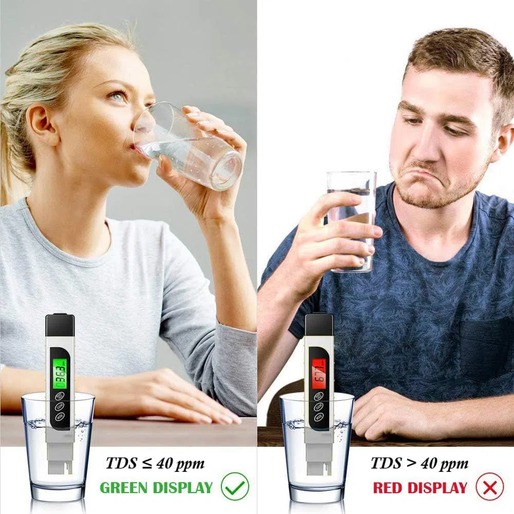 TDS miernik 3 w 1 TDS, EC i miernik temperatury, zakres pomiarowy 0-9990 ppm, cyfrowe zestawy do testowania wody, podświetlany wyświetlacz LCD, do wody pitnej, studni, basenu, akwarium,